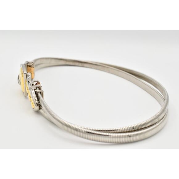 Vintage Statement Chain Belt Omega Stretchy Silver Gold Heavy 26\